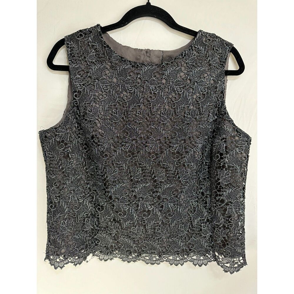 Coldwater Creek Women's Lace Sleeveless Blouse Sz14 Fully Lined Crop Top Blouse